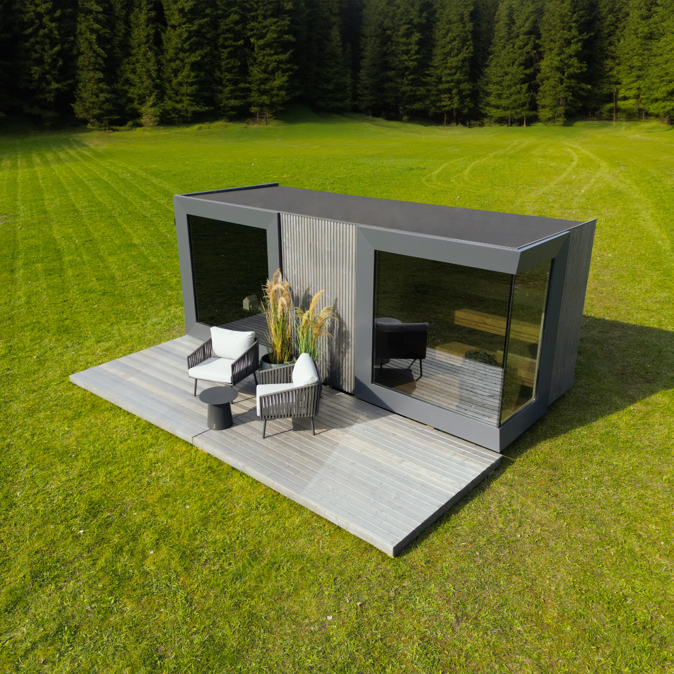 Genevas St. Moritz Pre-Assembled Outdoor Sauna with Lounge & Shower Cabin