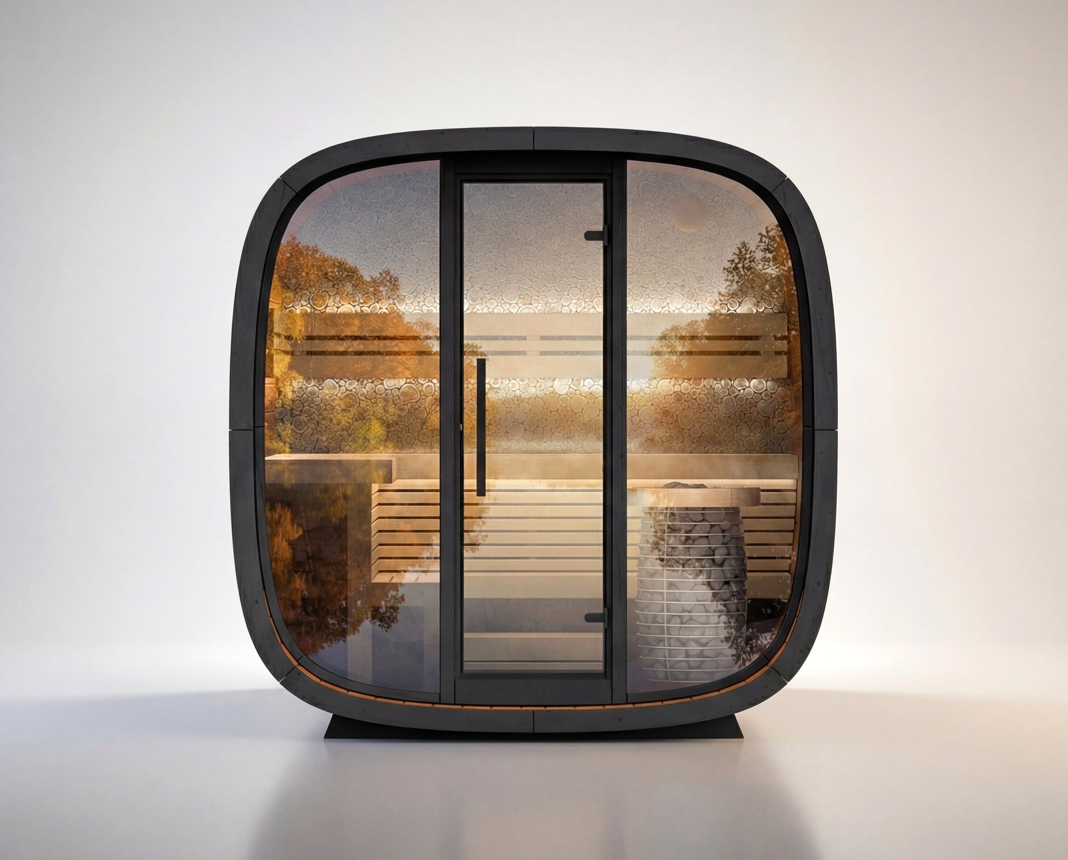 Leil Round Cube Mini Outdoor Sauna 4-5 Person