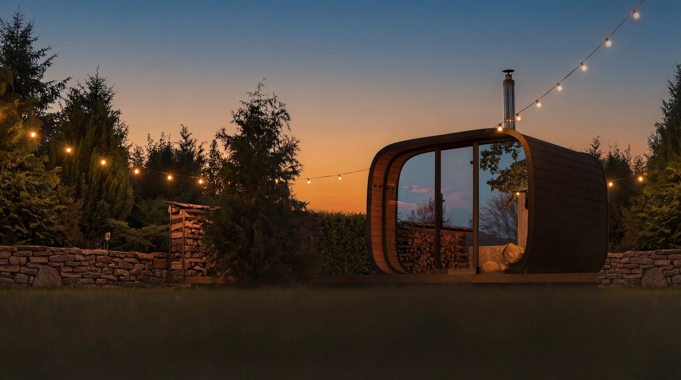Leil Round Cube Single Outdoor Sauna 6-8 Person