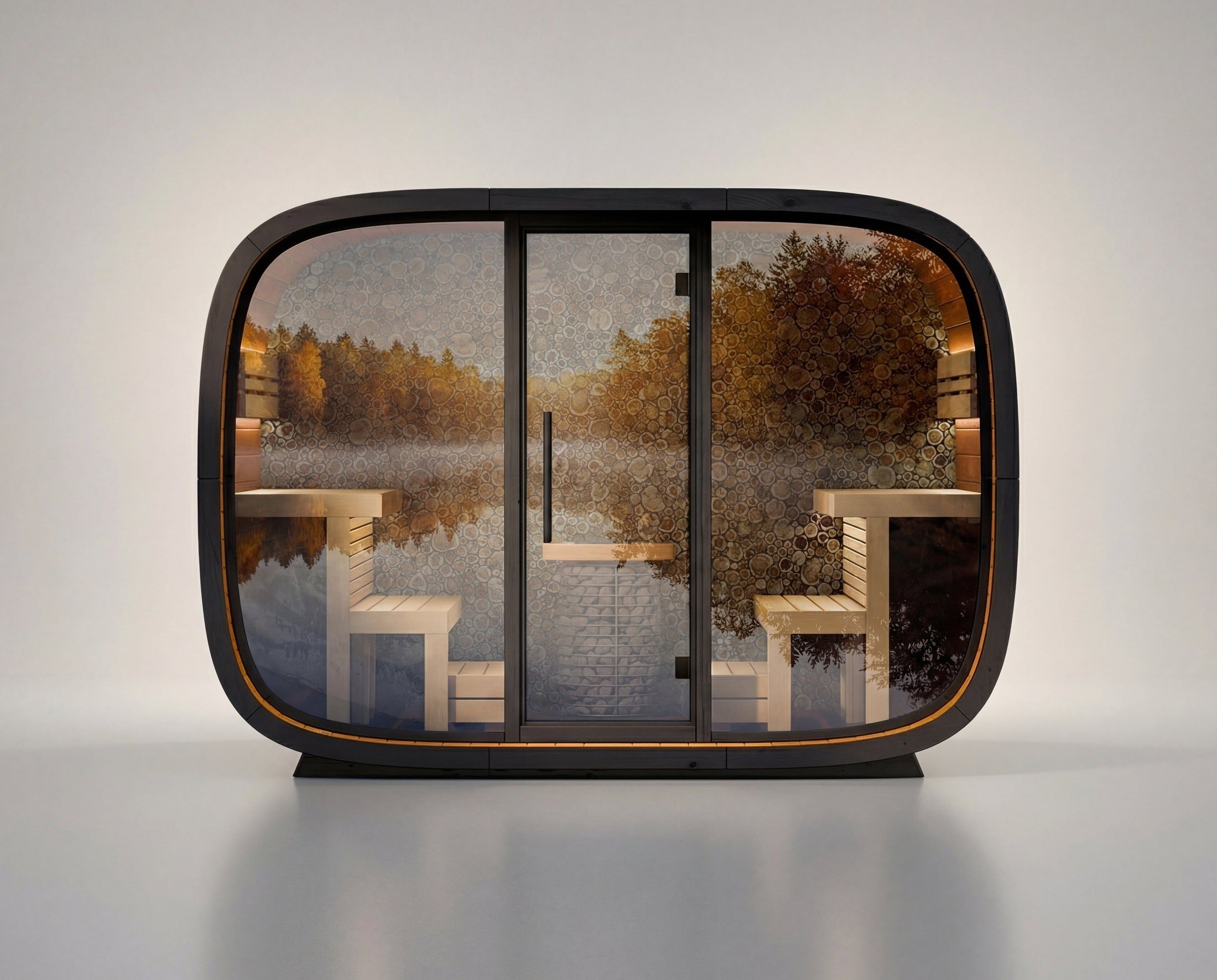 Leil Round Cube Single Outdoor Sauna 6-8 Person
