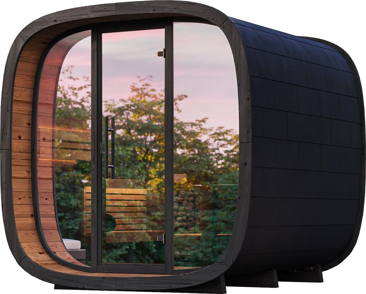 Leil Round Cube Mini Outdoor Sauna 4-5 Person
