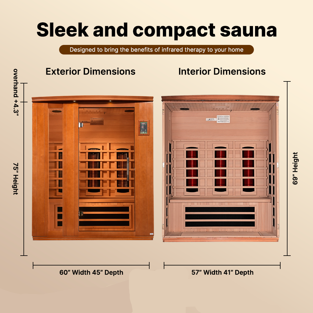 Dynamic "Lugano" 3-Person Full Spectrum  Near Zero EMF FAR Infrared Sauna DYN-6336-03 FS