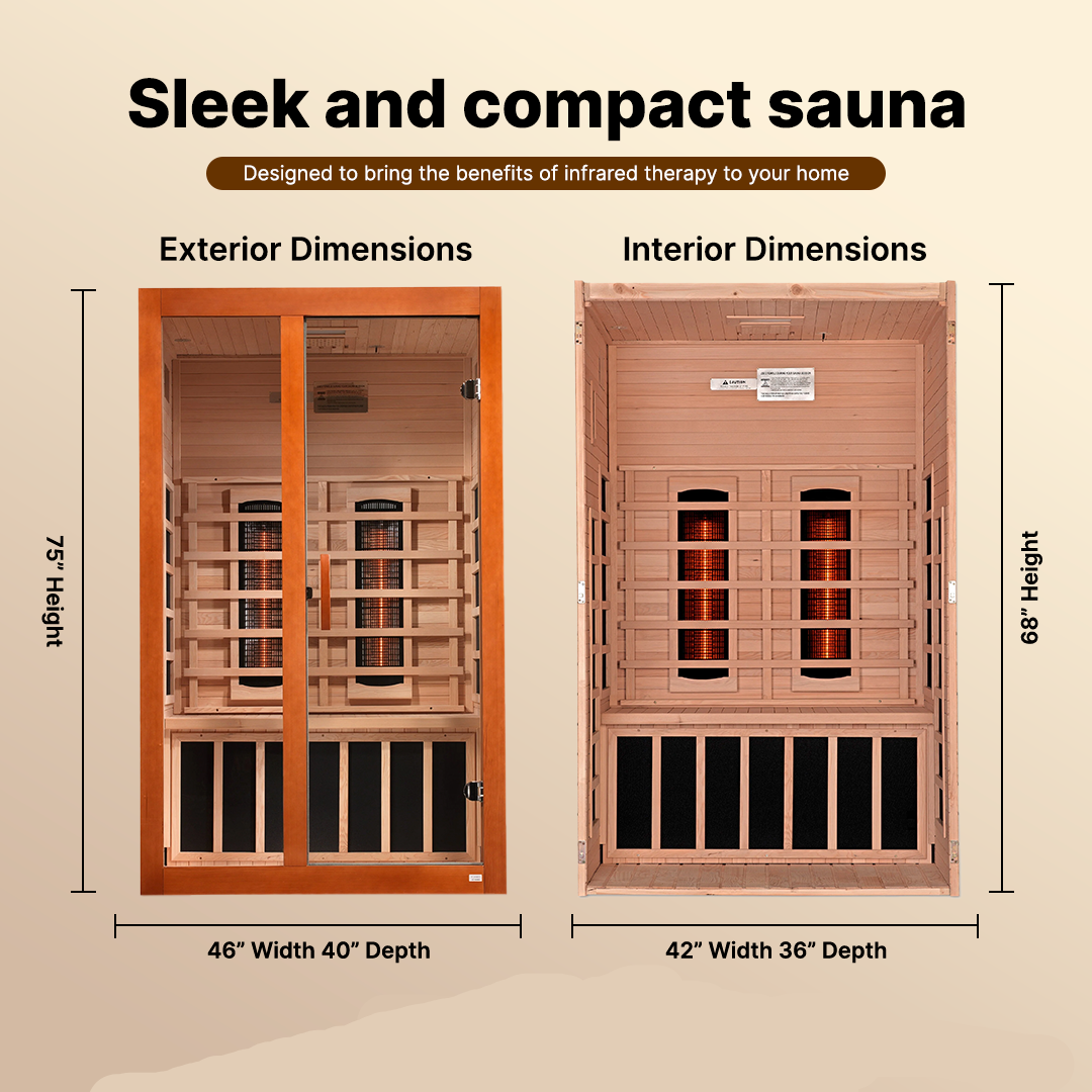 Dynamic "Santiago" 2-person Full Spectrum Near Zero EMF FAR Infrared Sauna DYN-6209-03 FS