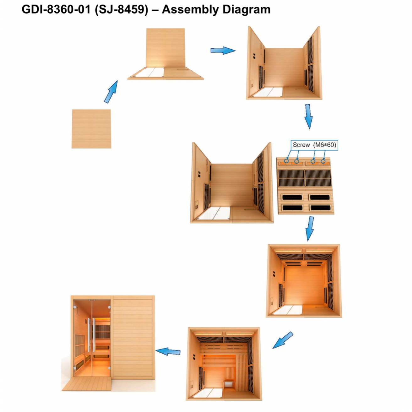 Golden Designs 2025 Toledo GDI-8360-01 6 Person Hybrid Indoor Sauna.