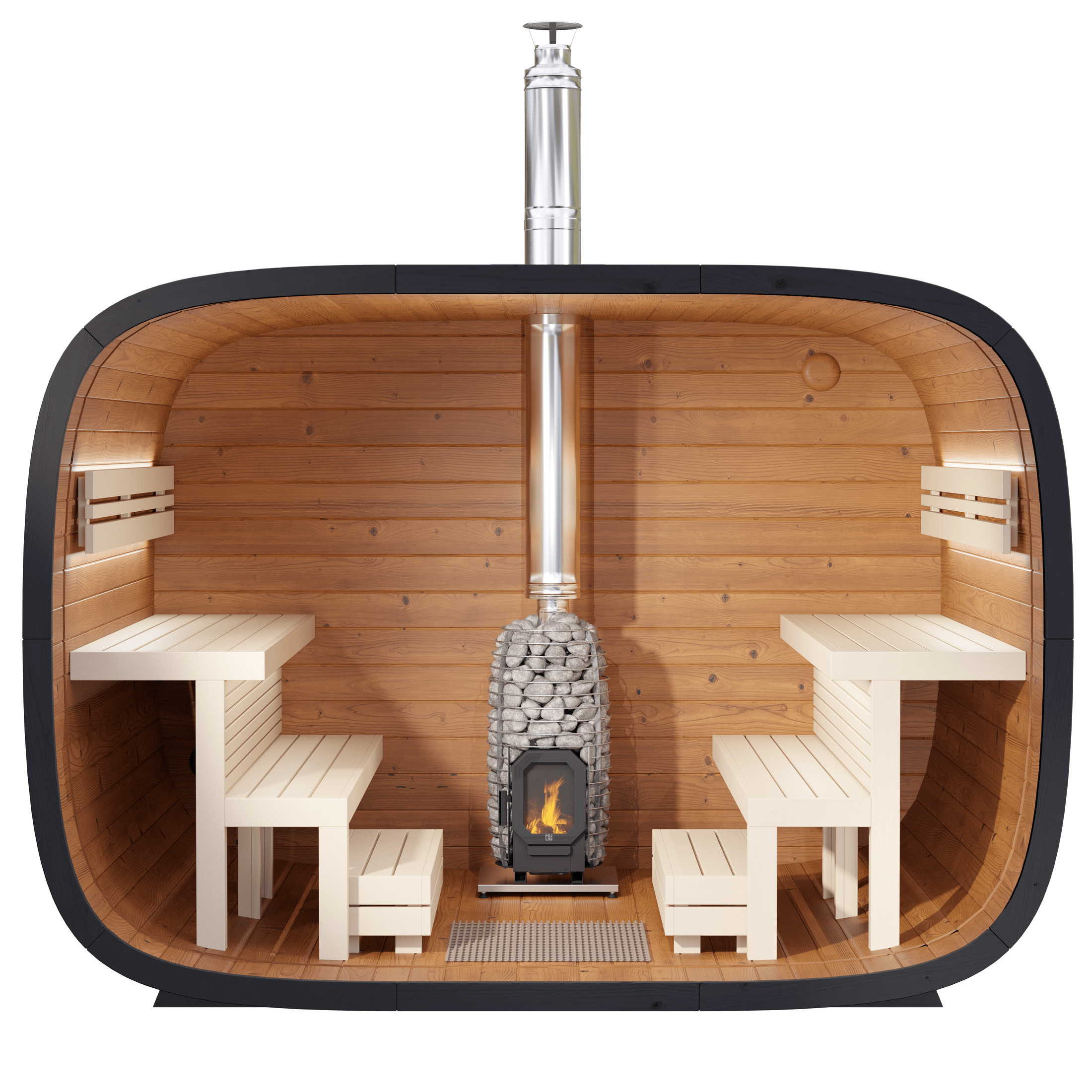 Leil Round Cube Single Outdoor Sauna 6-8 Person