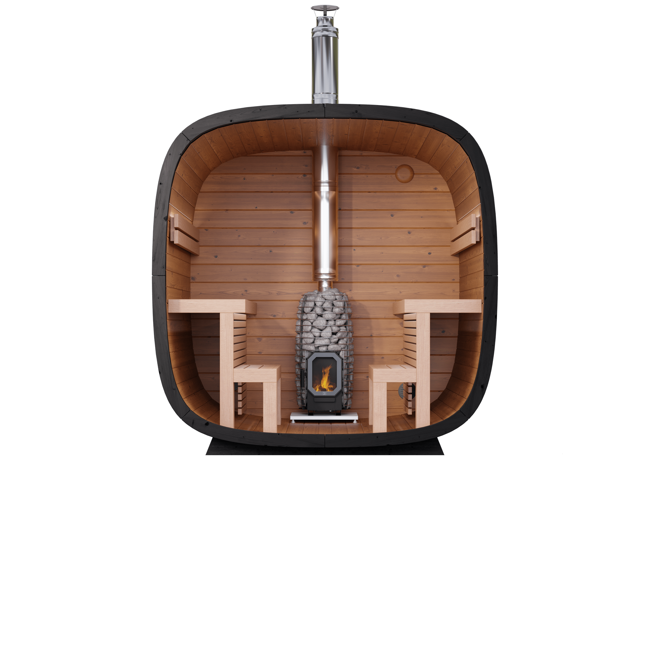Leil Black Cube Comfort 6 Person Outdoor Sauna Kit