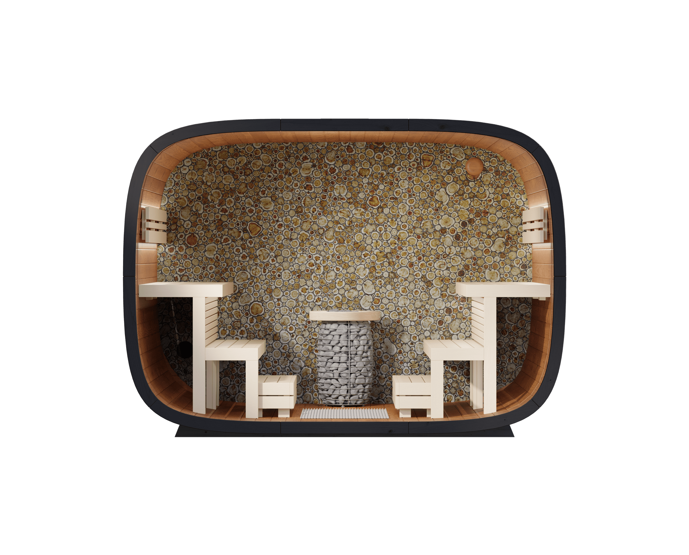 Leil Round Cube Single Outdoor Sauna 6-8 Person