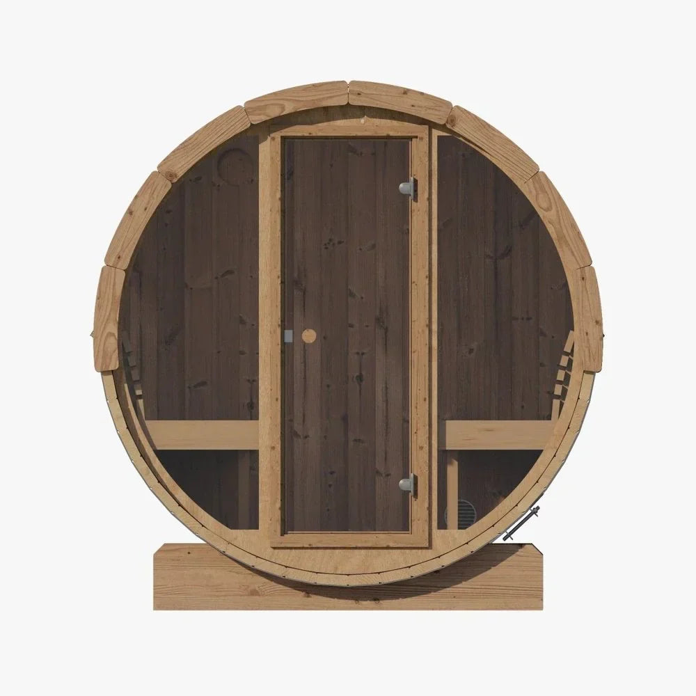 SaunaLife Model E7G 4 Person Barrel Sauna w/ Glass Front