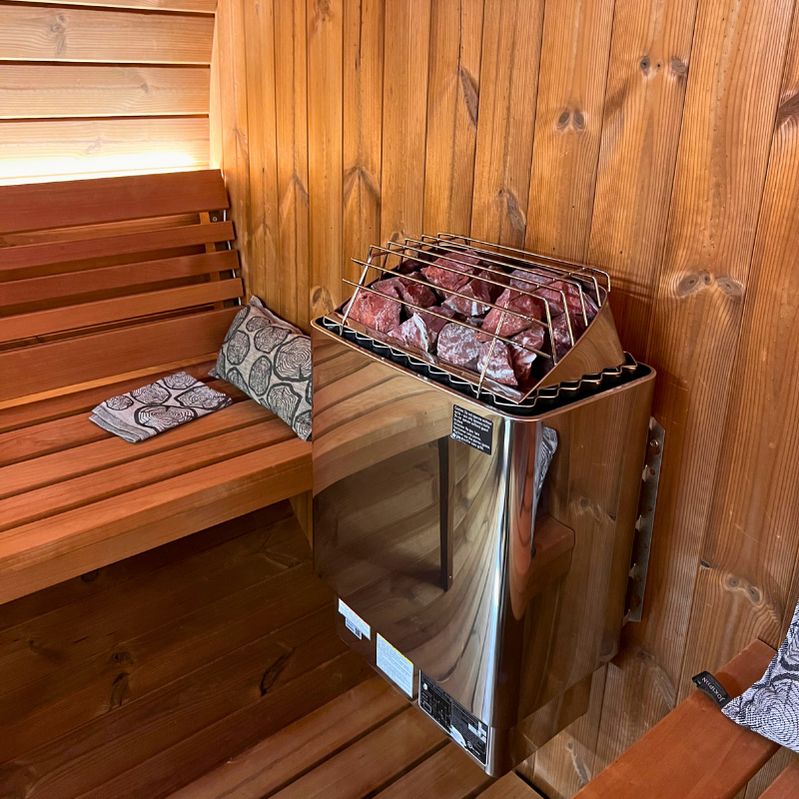 SaunaLife Model E8G 6 Person Barrel Sauna w/ Glass Front