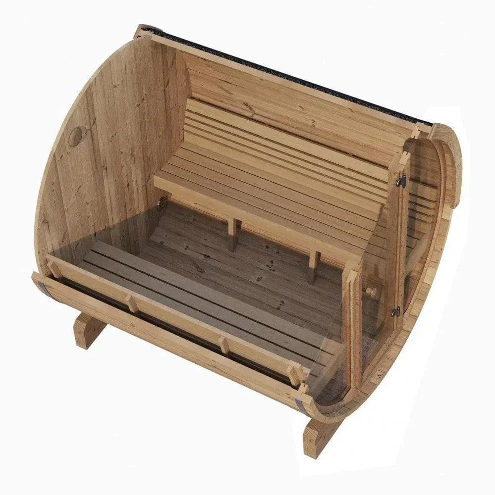 SaunaLife Model E8G 6 Person Barrel Sauna w/ Glass Front
